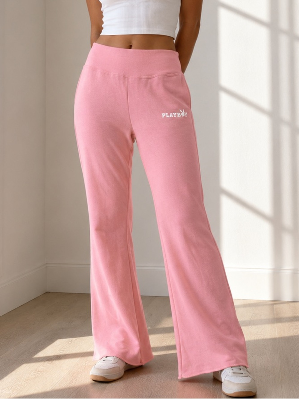 Playboy Baby Pink Y2K Flare Sweatpants Bunny Logo Size S